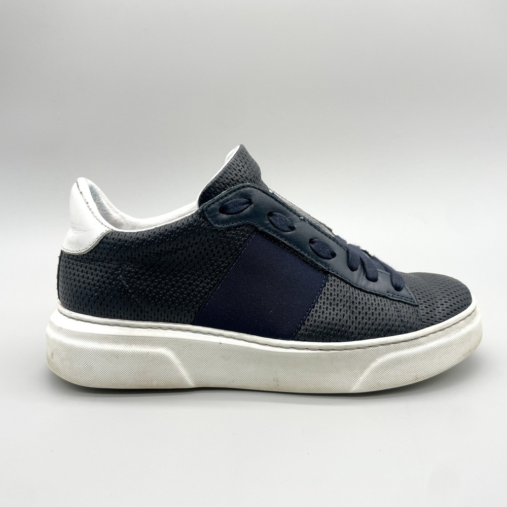 M.Gemi Womens 37 Sneakers Shoes Navy Perforated Leather Platform Casual Comfort